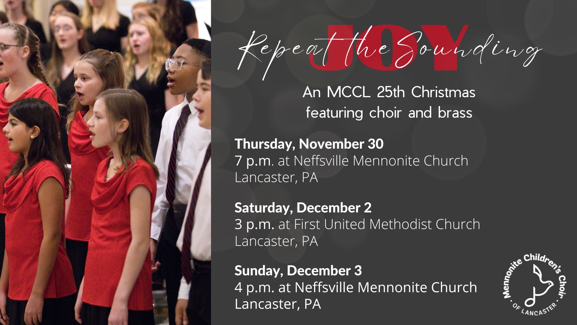 Performance Schedule Mennonite Children's Choir of Lancaster